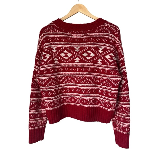 American Eagle Outfitters Vintage Red and White Fair Isle Sweater, Oversized, XS - Picture 6 of 7